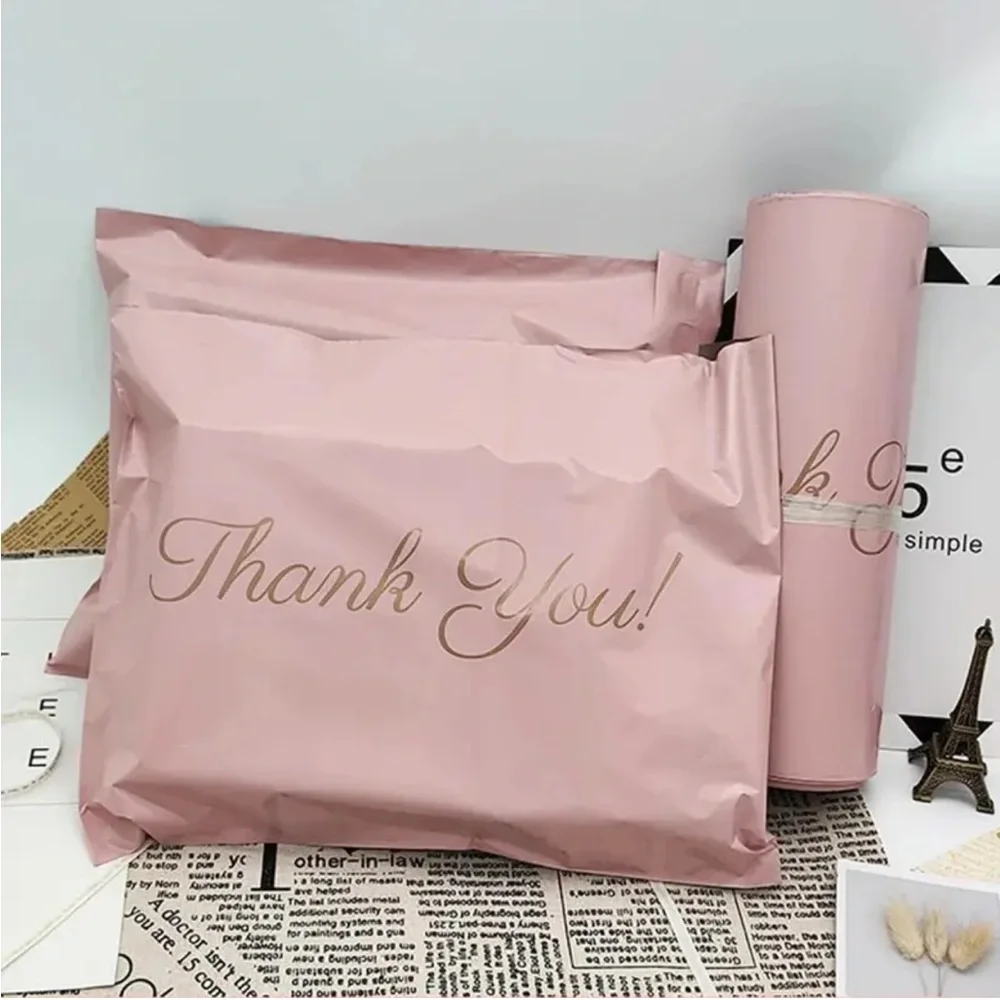 Set of 20 Pink Poly Mailers - “Thank You” Self Sealing Shipping Poly Mailers